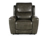Steve Silver Laurel Leather Dual Power Recliner in Grey - Furniture Max (Falls Church,VA) *