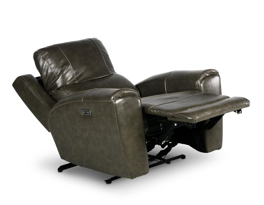 Steve Silver Laurel Leather Dual Power Recliner in Grey - Furniture Max (Falls Church,VA) *