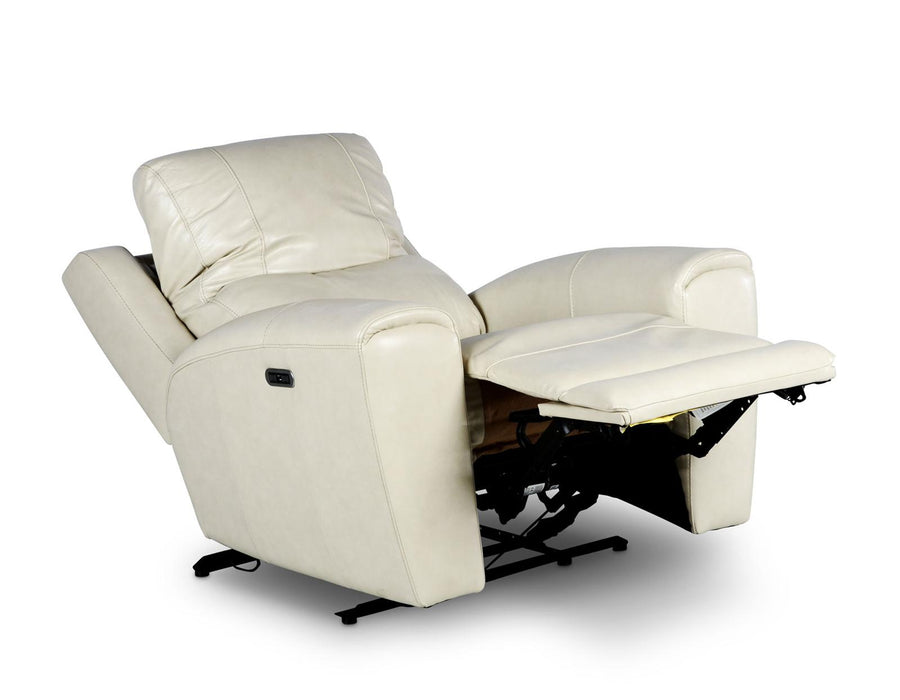 Steve Silver Laurel Leather Dual Power Recliner in Ivory - Furniture Max (Falls Church,VA) *
