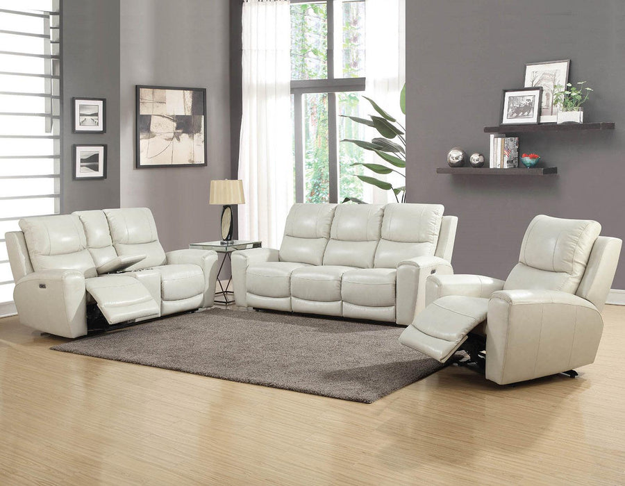 Steve Silver Laurel Leather Dual Power Recliner in Ivory - Furniture Max (Falls Church,VA) *
