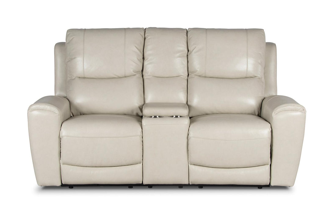 Steve Silver Laurel Leather Dual Power Reclining Console Loveseat in Ivory - Furniture Max (Falls Church,VA) *