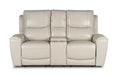 Steve Silver Laurel Leather Dual Power Reclining Console Loveseat in Ivory - Furniture Max (Falls Church,VA) *