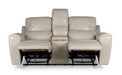 Steve Silver Laurel Leather Dual Power Reclining Console Loveseat in Ivory - Furniture Max (Falls Church,VA) *