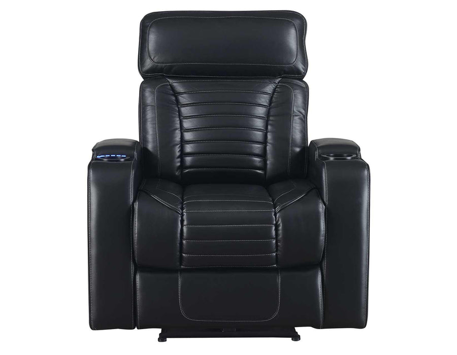 Steve Silver Lavon Dual Power Leatherette Recliner in Midnight - Furniture Max (Falls Church,VA) *