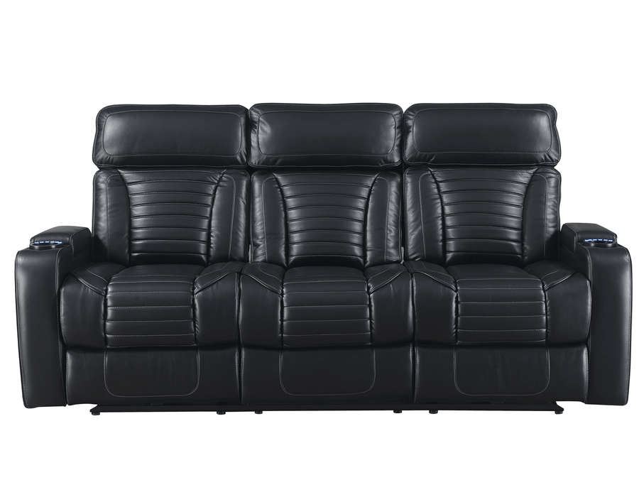 Steve Silver Lavon Dual Power Leatherette Reclining Sofa in Midnight - Furniture Max (Falls Church,VA) *