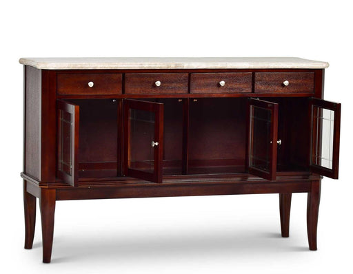Steve Silver Marseille Marble Top Sideboard in Merlot Cherry - Furniture Max (Falls Church,VA) *