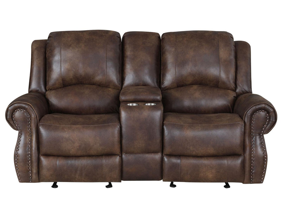 Steve Silver Navarro Manual Reclining Console Loveseat in Saddle Brown - Furniture Max (Falls Church,VA) *
