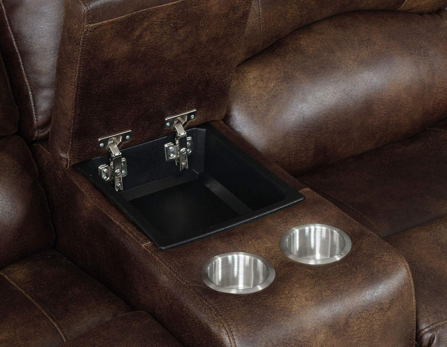 Steve Silver Navarro Manual Reclining Console Loveseat in Saddle Brown - Furniture Max (Falls Church,VA) *