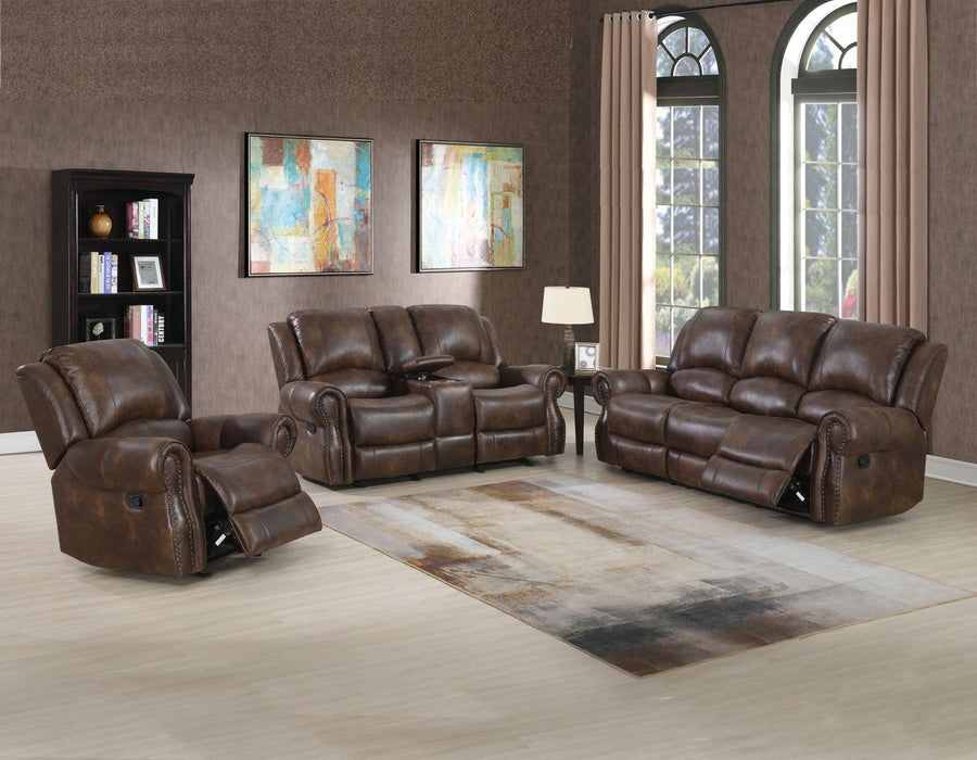 Steve Silver Navarro Manual Reclining Sofa in Saddle Brown - Furniture Max (Falls Church,VA) *