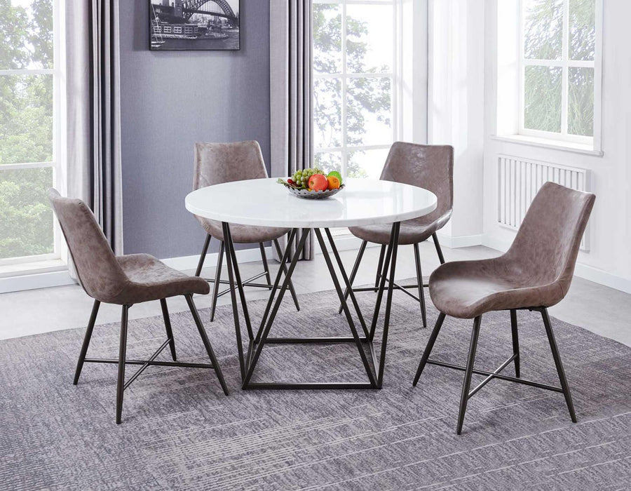 Steve Silver Ramona White Marble Top Round Dining Table in Deep Bronze - Furniture Max (Falls Church,VA) *