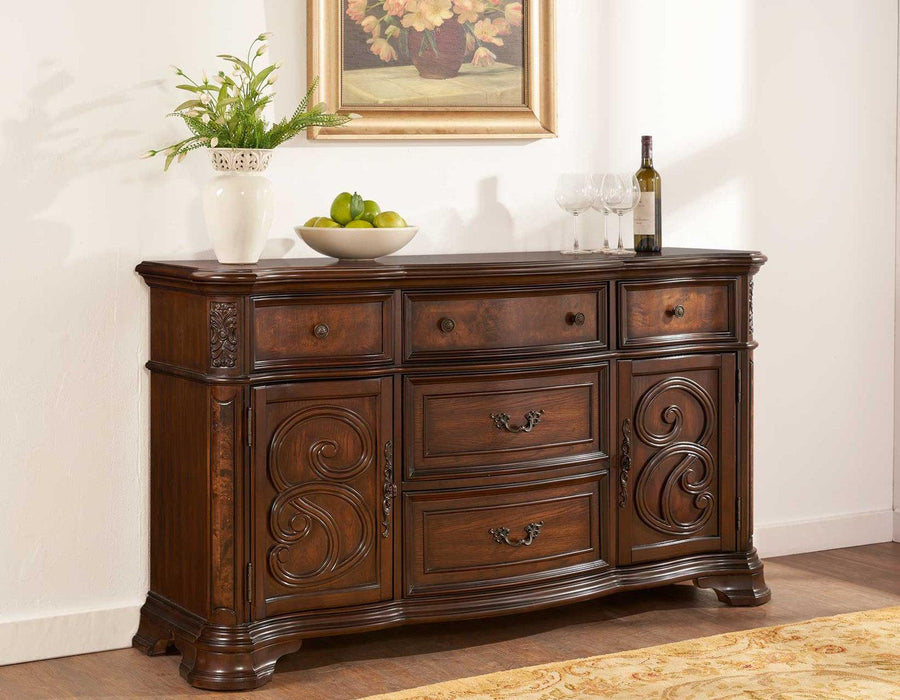 Steve Silver Royale Buffet w/ Hutch in Brown Pecan - Furniture Max (Falls Church,VA) *