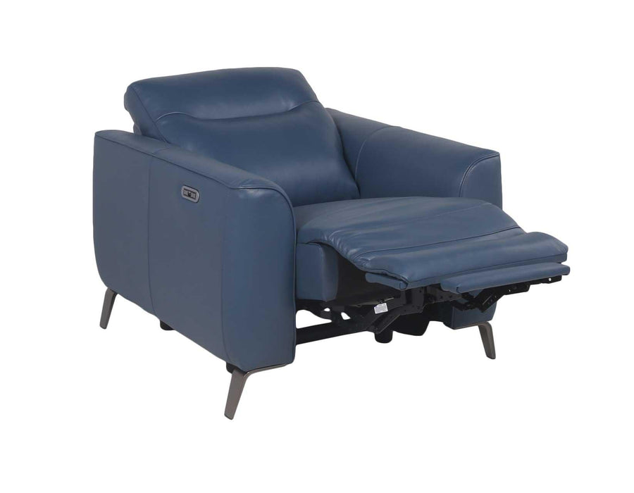 Steve Silver Sansa Dual Power Leather Recliner in Ocean Blue - Furniture Max (Falls Church,VA) *