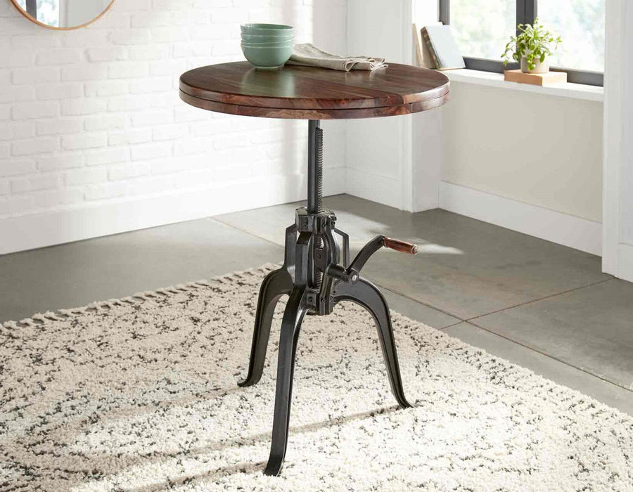 Steve Silver Sparrow Round Crank Table in Natural Brown - Furniture Max (Falls Church,VA) *