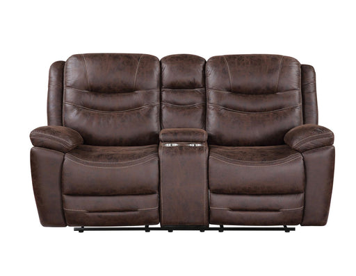 Steve Silver Stetson Manual Reclining Console Loveseat in Merlot - Furniture Max (Falls Church,VA) *