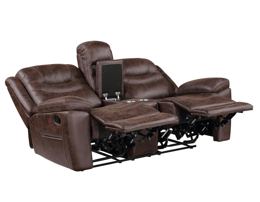 Steve Silver Stetson Manual Reclining Console Loveseat in Merlot - Furniture Max (Falls Church,VA) *