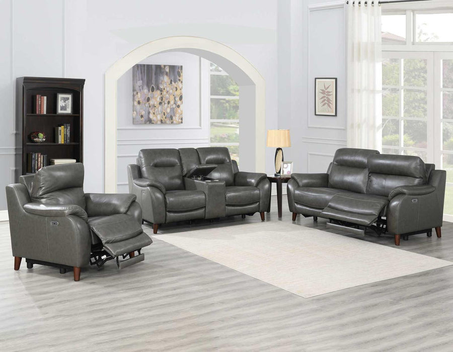 Steve Silver Trento Dual Power Leather Reclining Sofa in Charcoal - Furniture Max (Falls Church,VA) *
