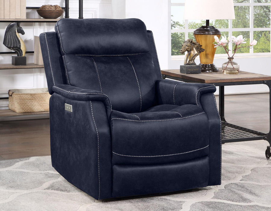 Steve Silver Valencia Dual Power Leatherette Recliner in Ocean Blue - Furniture Max (Falls Church,VA) *