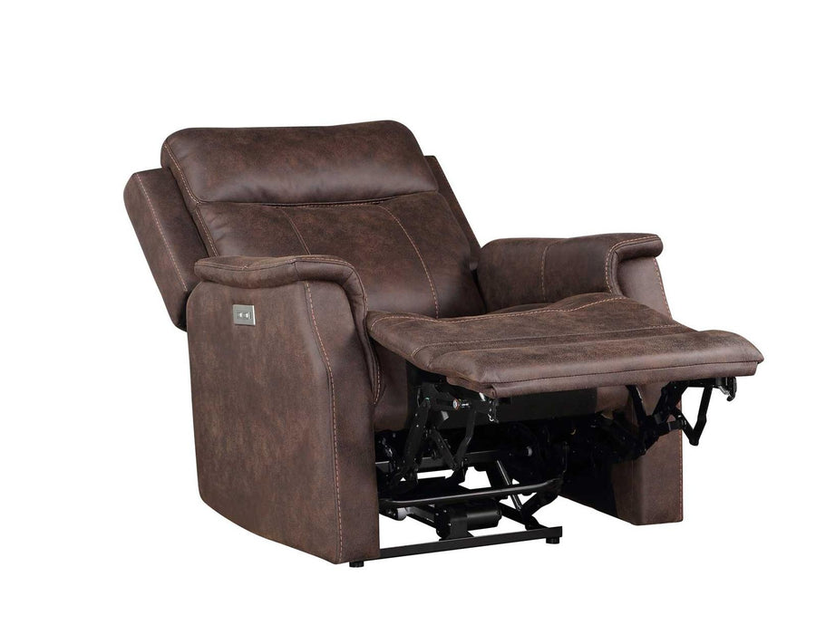 Steve Silver Valencia Dual Power Leatherette Recliner in Walnut - Furniture Max (Falls Church,VA) *