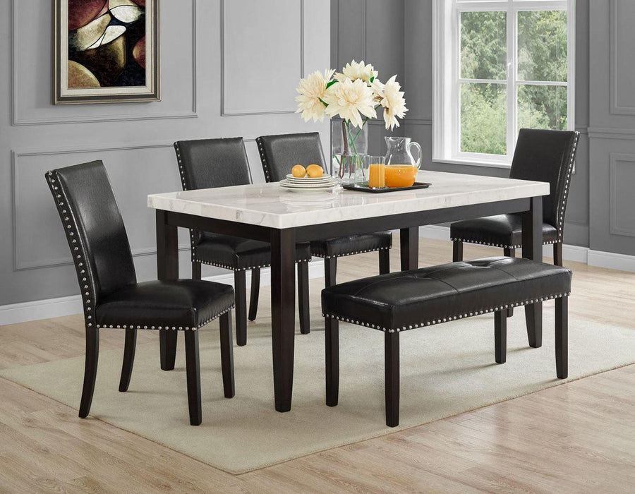 Steve Silver Westby White Marble Top Dining Table in Ebony Wood - Furniture Max (Falls Church,VA) *