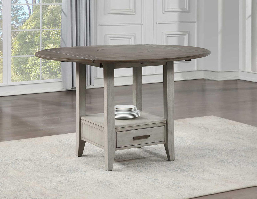 Steve Silver Abacus Round Drop Leaf Storage Table in Smoky Alabaster - Furniture Max (Falls Church,VA) *