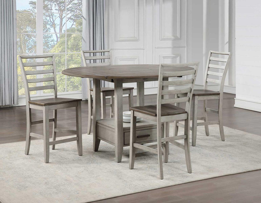 Steve Silver Abacus Round Drop Leaf Storage Table in Smoky Alabaster - Furniture Max (Falls Church,VA) *
