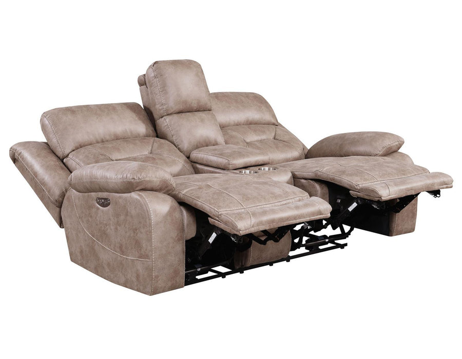 Steve Silver Aria Dual Power Reclining Console Loveseat in Desert Sand - Furniture Max (Falls Church,VA) *