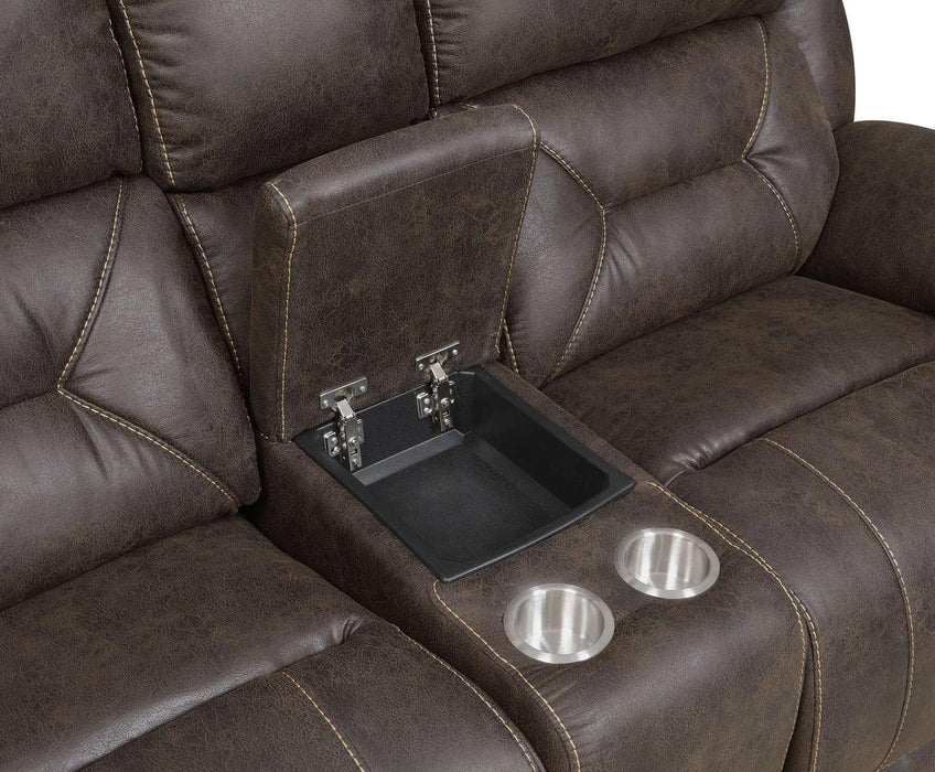 Steve Silver Aria Dual Power Reclining Console Loveseat in Saddle Brown - Furniture Max (Falls Church,VA) *