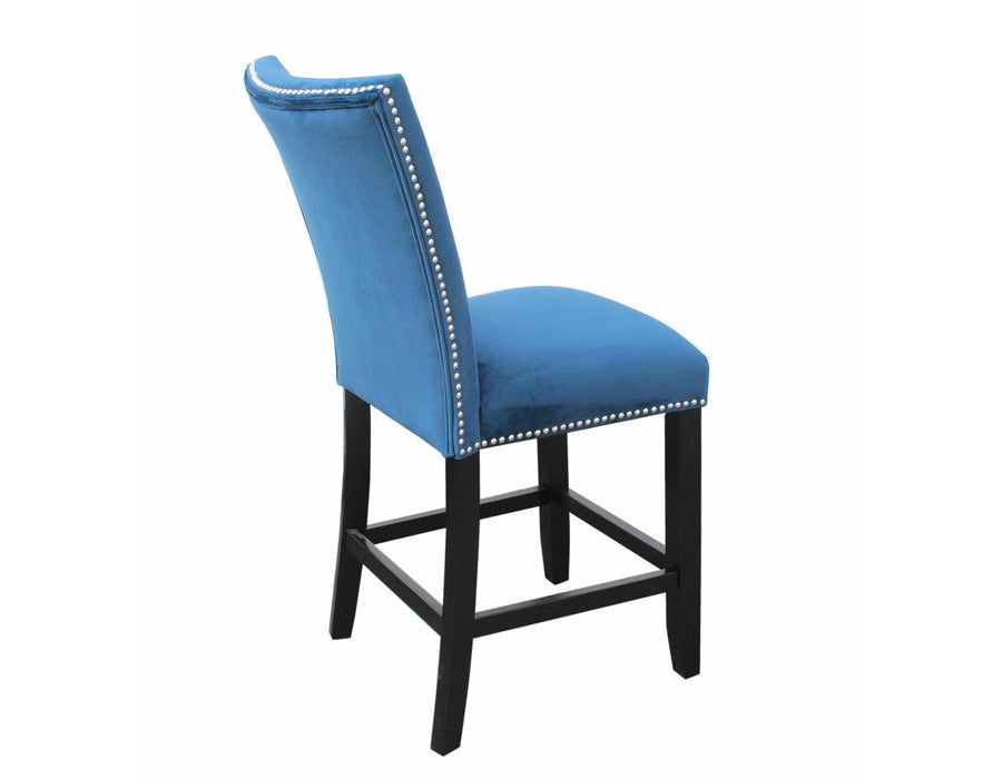 Steve Silver Camila Blue Velvet Counter Chair in Blue (Set of 2) - Furniture Max (Falls Church,VA) *