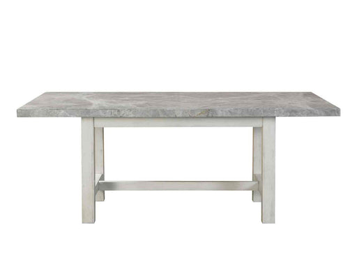 Steve Silver Canova Gray Marble Top Dining Table in Cathedral White - Furniture Max (Falls Church,VA) *