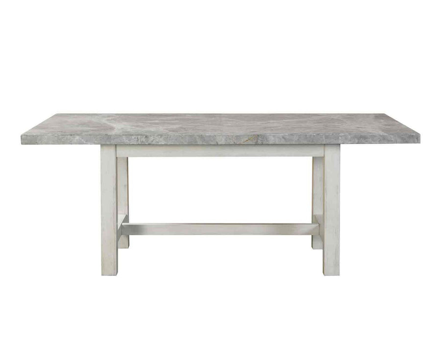 Steve Silver Canova Gray Marble Top Dining Table in Cathedral White - Furniture Max (Falls Church,VA) *