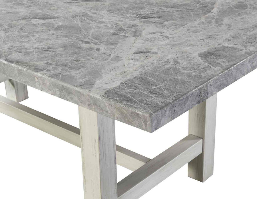 Steve Silver Canova Gray Marble Top Dining Table in Cathedral White - Furniture Max (Falls Church,VA) *