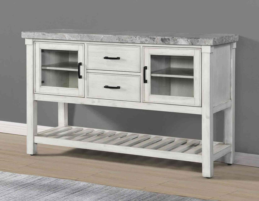 Steve Silver Canova Gray Marble Top Server in Cathedral White - Furniture Max (Falls Church,VA) *