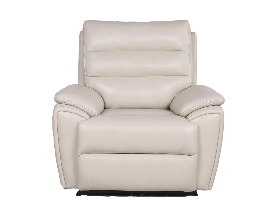 Steve Silver Duval Leather Dual Power Recliner in Impressive Ivory - Furniture Max (Falls Church,VA) *
