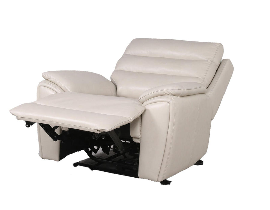 Steve Silver Duval Leather Dual Power Recliner in Impressive Ivory - Furniture Max (Falls Church,VA) *