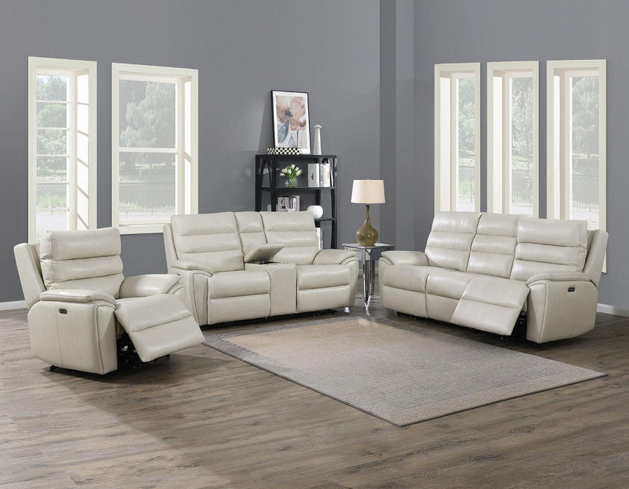 Steve Silver Duval Leather Dual Power Recliner in Impressive Ivory - Furniture Max (Falls Church,VA) *