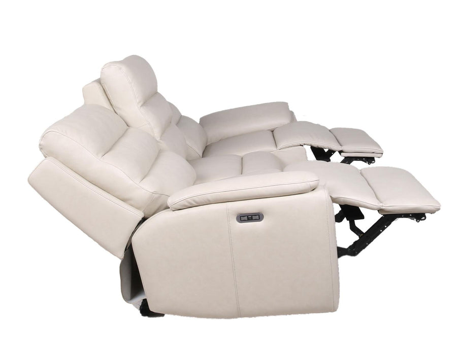 Steve Silver Duval Leather Dual Power Reclining Sofa in Impressive Ivory - Furniture Max (Falls Church,VA) *