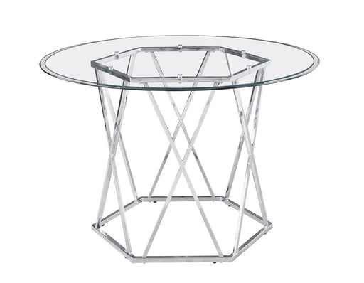 Steve Silver Escondido Round Dining Table in Chrome - Furniture Max (Falls Church,VA) *