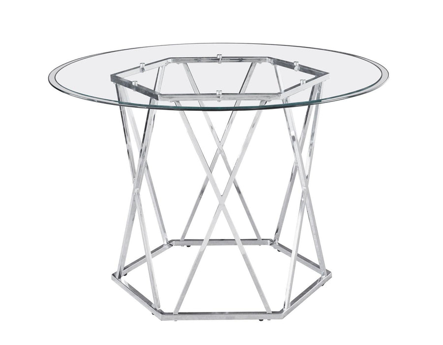 Steve Silver Escondido Round Dining Table in Chrome - Furniture Max (Falls Church,VA) *