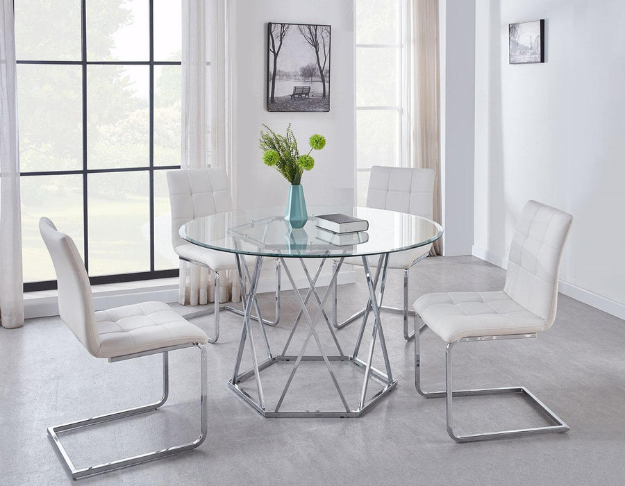 Steve Silver Escondido Round Dining Table in Chrome - Furniture Max (Falls Church,VA) *