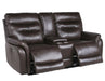 Steve Silver Fortuna Leather Dual Power Reclining Console Loveseat in Coffee - Furniture Max (Falls Church,VA) *