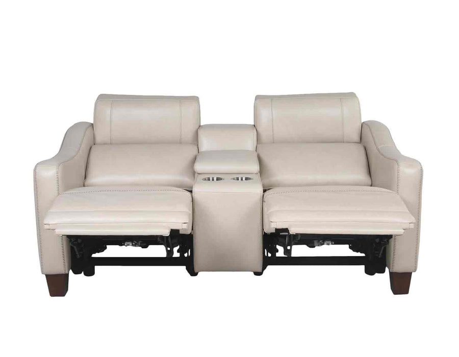 Steve Silver Giorno Dual Power Leather Console Loveseat in Ivory - Furniture Max (Falls Church,VA) *