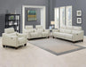 Steve Silver Giorno Dual Power Leather Console Loveseat in Ivory - Furniture Max (Falls Church,VA) *