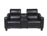 Steve Silver Giorno Dual Power Leather Console Loveseat in Midnight - Furniture Max (Falls Church,VA) *