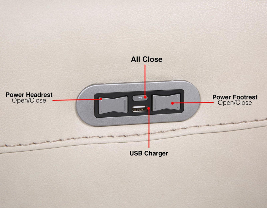 Steve Silver Giorno Dual Power Leather Sofa in Ivory - Furniture Max (Falls Church,VA) *