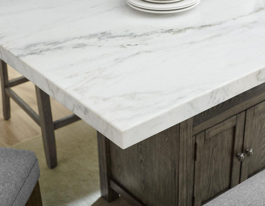 Steve Silver Grayson White Marble Counter Storage Table in Driftwood - Furniture Max (Falls Church,VA) *