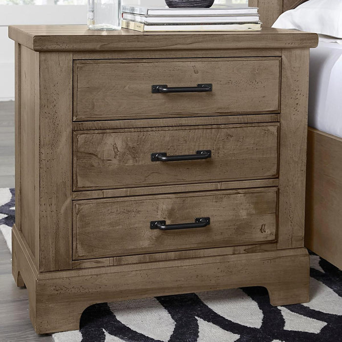 Vaughan-Bassett Cool Rustic 3 Drawer Nightstand in Stone Grey - Furniture Max (Falls Church,VA) *