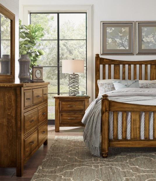 Vaughan-Bassett Maple Road Queen Slat Poster Bed  in Antique Amish - Furniture Max (Falls Church,VA) *