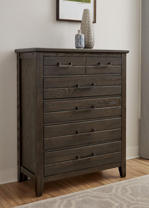 Vaughan-Bassett Passageways Charleston Brown 5 Drawer Chest in Dark Brown - Furniture Max (Falls Church,VA) *