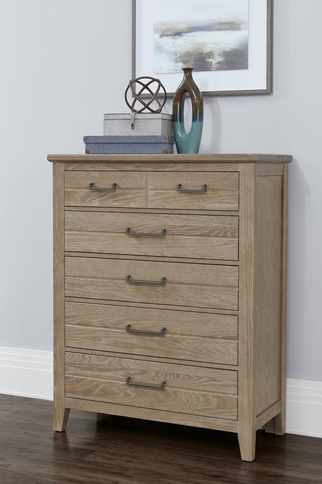 Vaughan-Bassett Passageways Deep Sand 5 Drawer Chest in Medium Brown - Furniture Max (Falls Church,VA) *