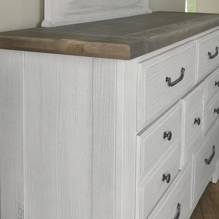 Vaughn-Bassett Sawmill 7 Drawer Dresser in Alabaster Two Tone - Furniture Max (Falls Church,VA) *